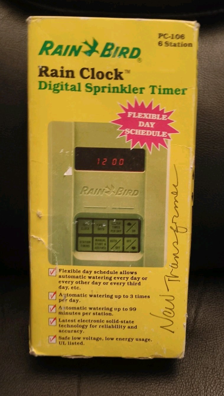 Rain Bird PC-106 Electronic Sprinkler Timer - 6 Station - USED WORKING