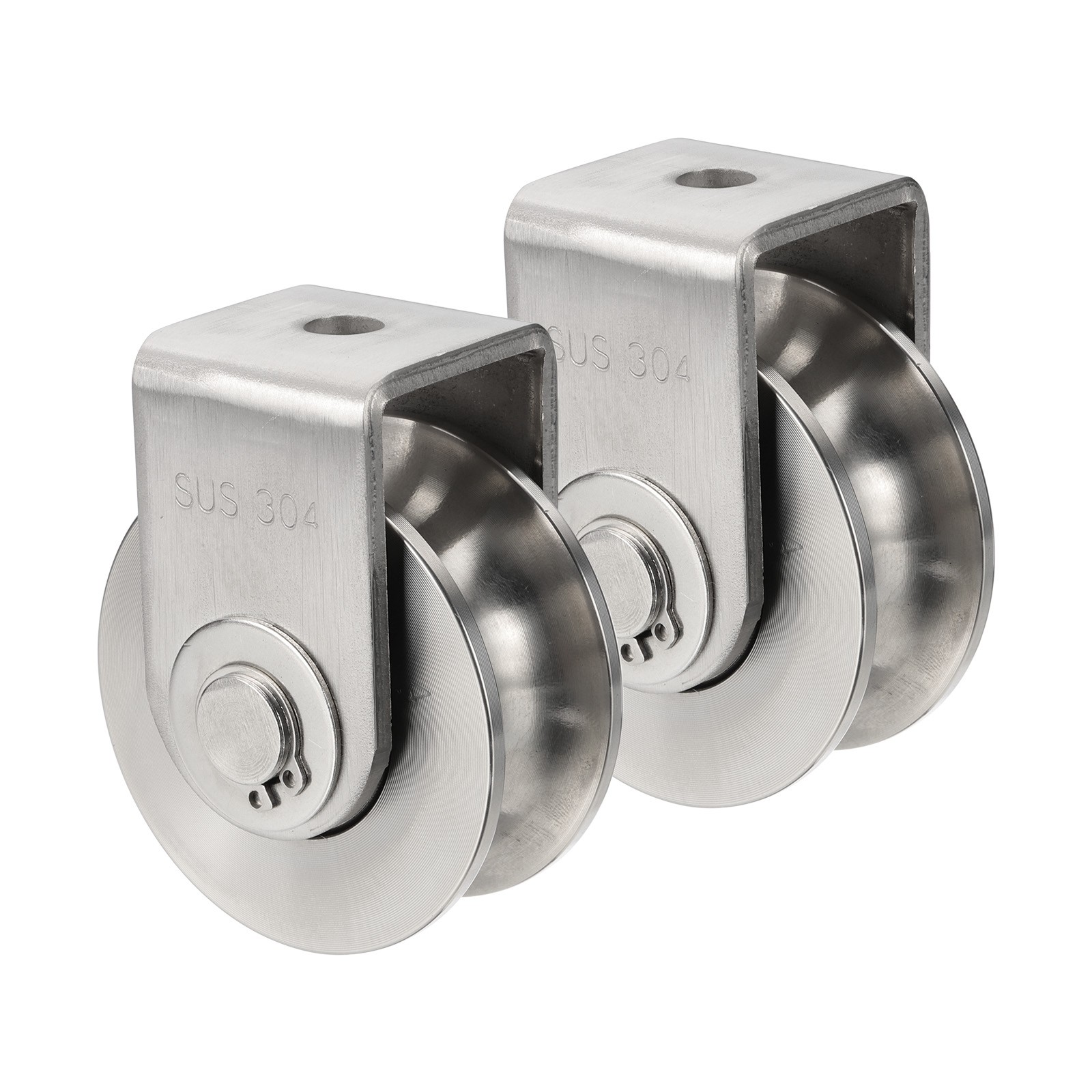 Dia.2.7" U Groove Wheel with Bracket, Track Wheel Load 660 lbs Pack of 2