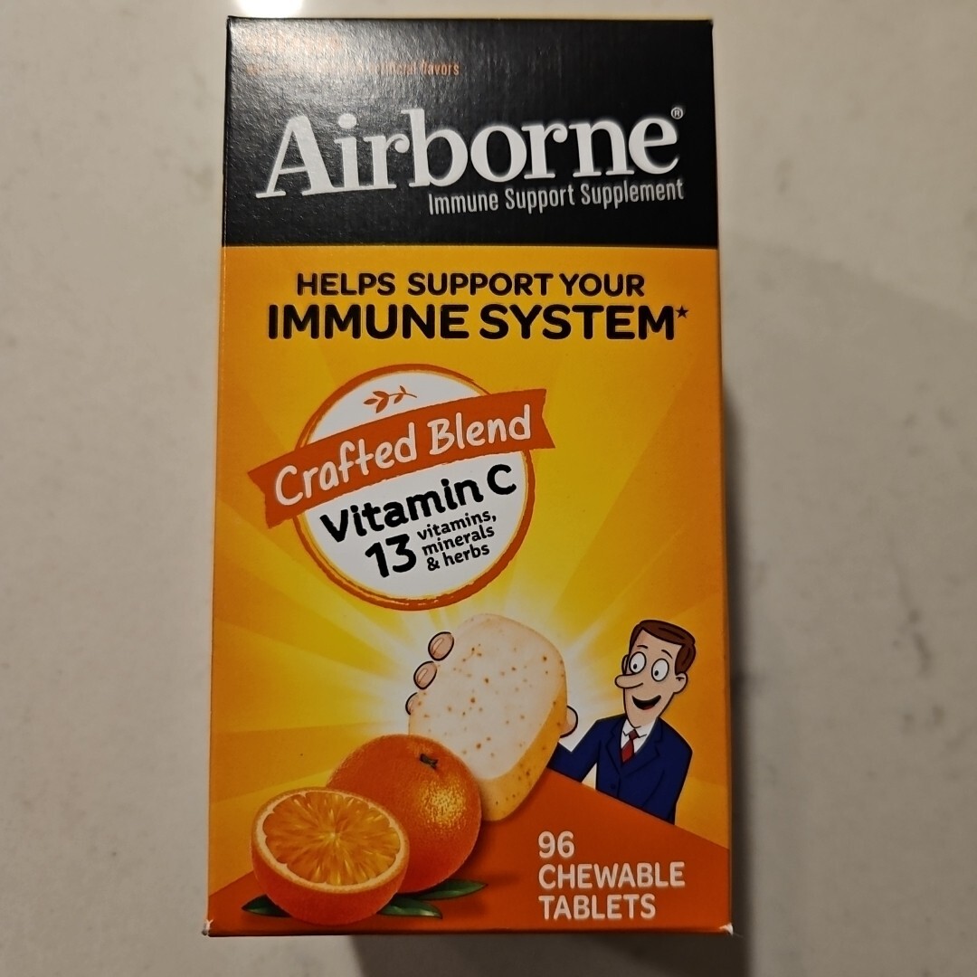 Airborne Immune Support Supplement Citrus 96 Chewable Tablets Exp 2027+