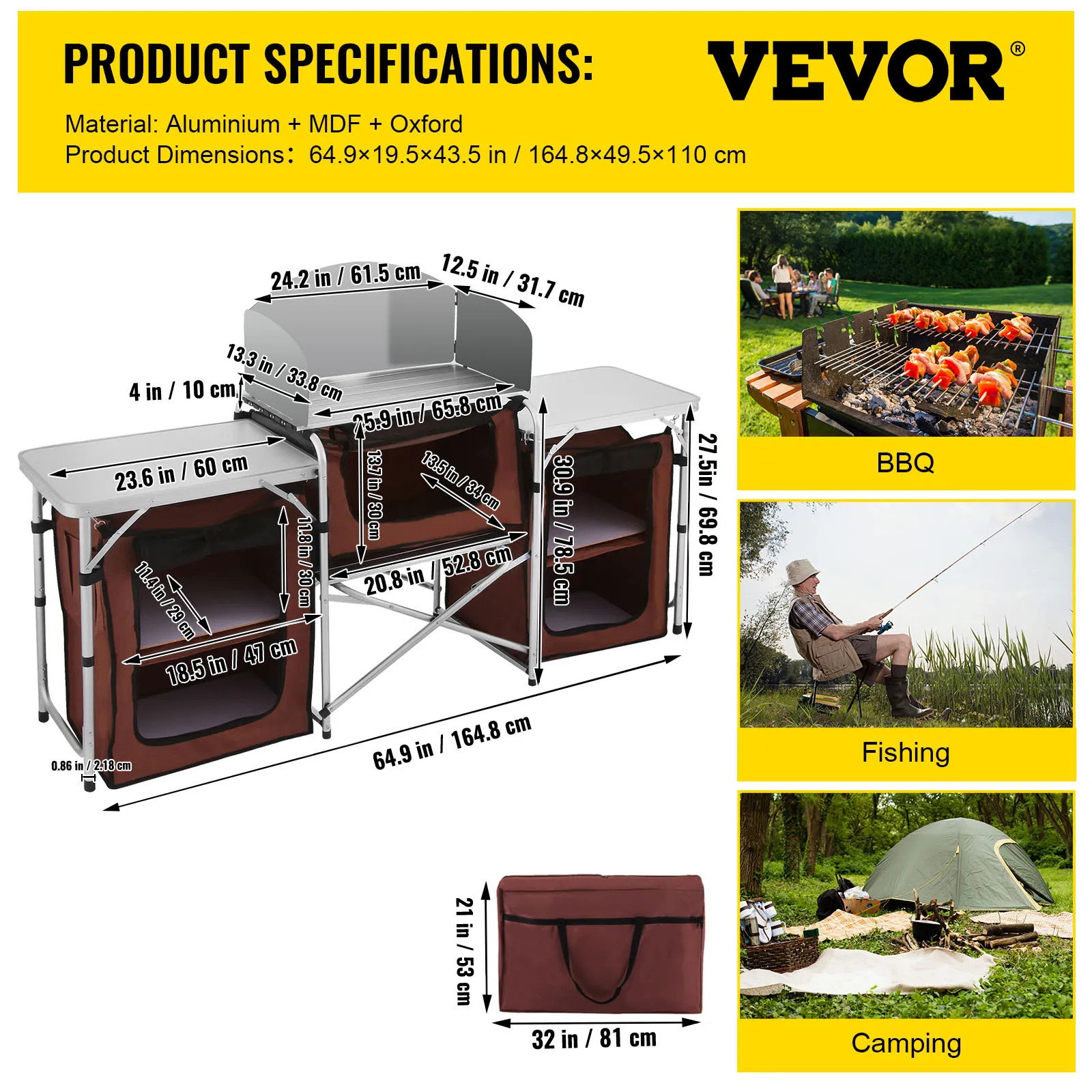 Table Cabinet Foldable Cooking Storage Rack X-Shaped Aluminum Alloy Bracket