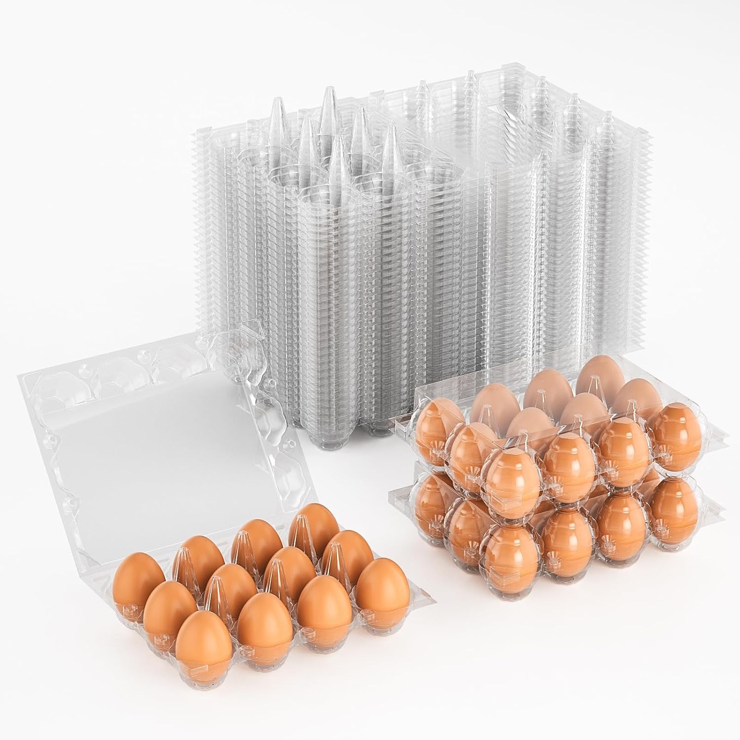 50 Pack Plastic Egg Cartons Cheap Bulk 12 Count Clear Blank 50Pack-3x4 Grids