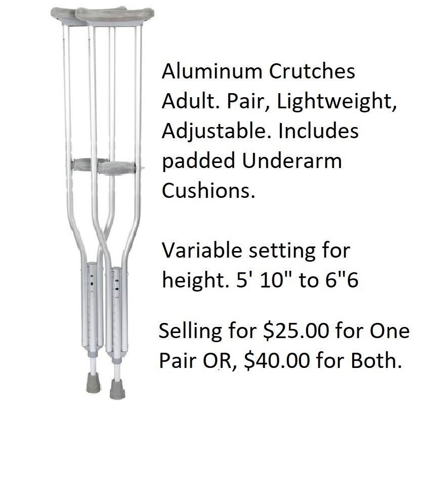 Aluminum Crutches  Aluminum Crutches, Adult, Tall, 5' 10"– 6' 6" Padded Cusions