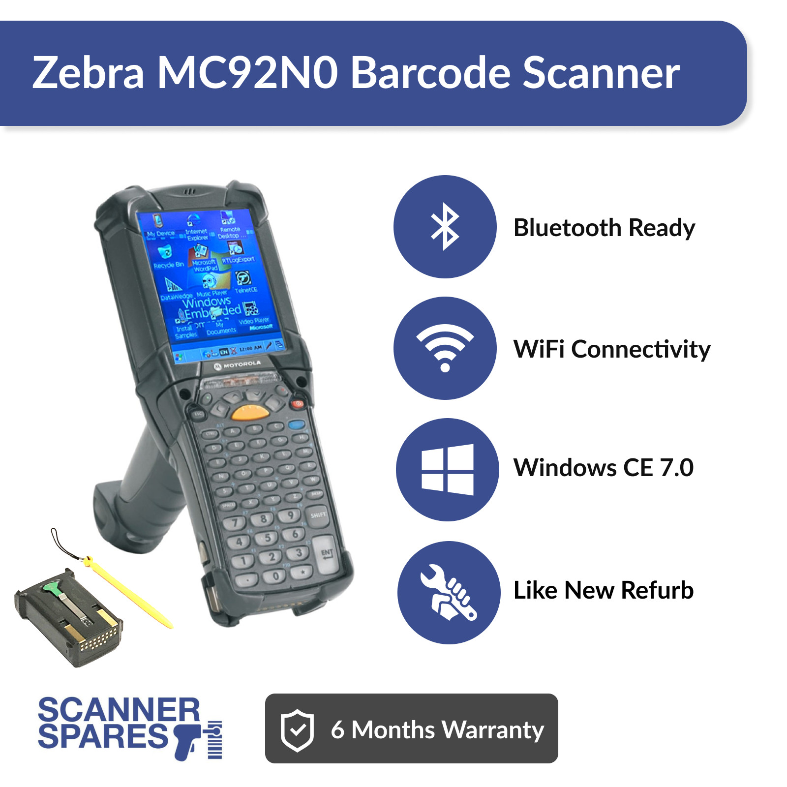 🔥 Symbol MC92N0-GA0SXEYA5WR 1D Short Range Windows CE 7.0 Barcode Scanner 🔥