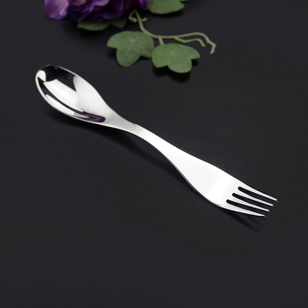 2 Pcs Stainless Steel Spork Double Ended Fork Spoon Set For Camping Hiking