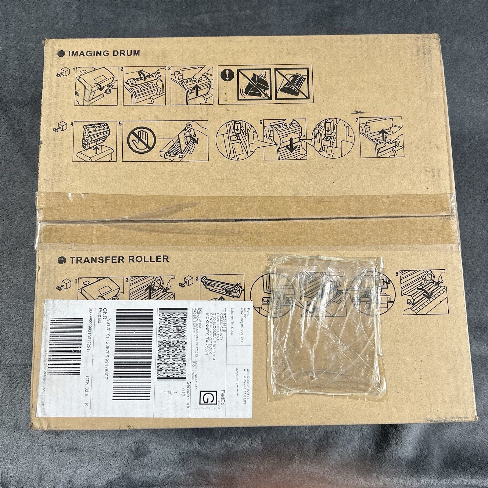 GENUINE DELL 5110cn IMAGING DRUM & TRANSFER ROLLER CT350447 NEW SEALED BOX