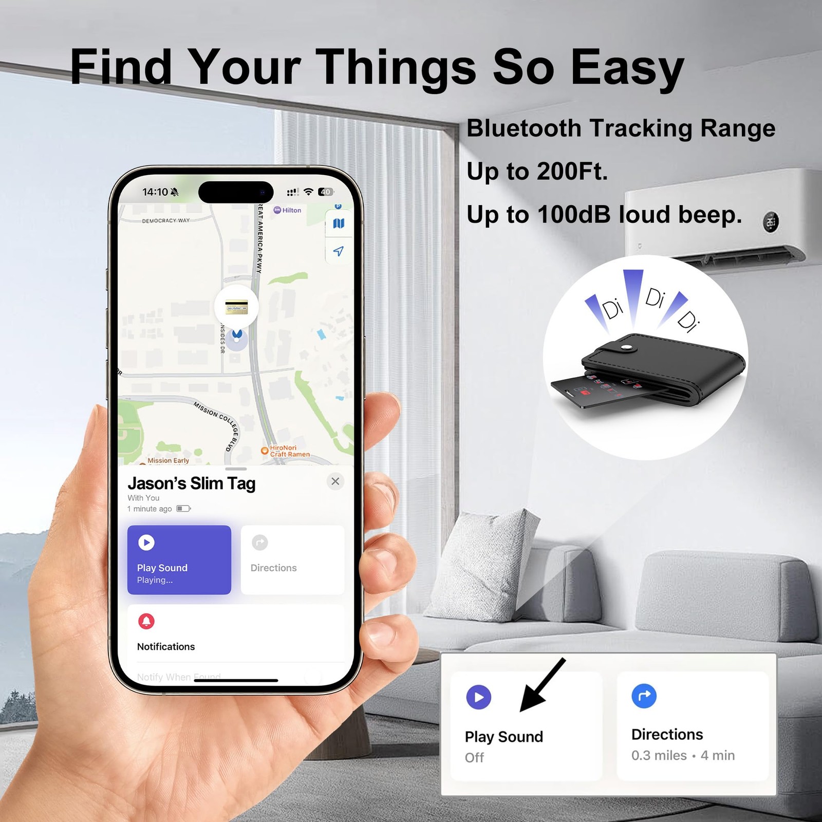 Wallet Tracker Card,Bluetooth Tracker Finders Works with Apple Find My (iOS o...