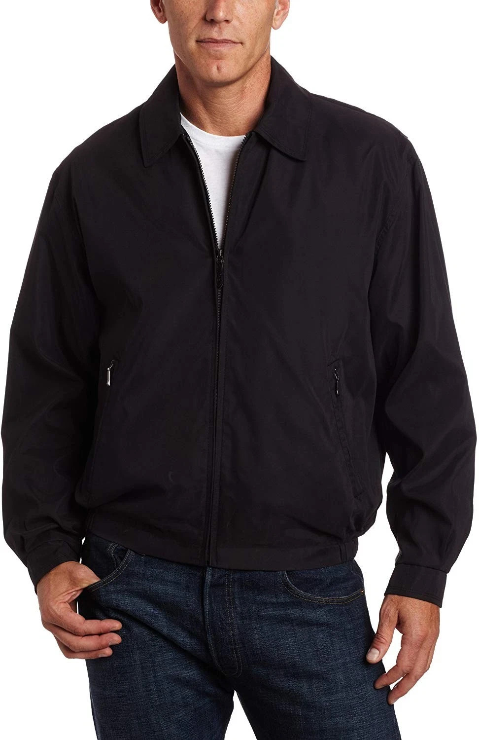 London Fog Jacket Mens XL Black Full Zip Lightweight Windbreaker Golf Casual NWT