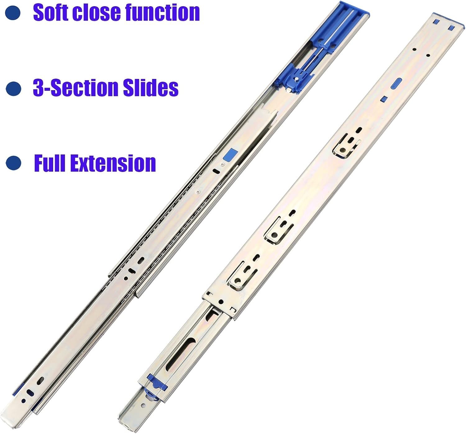 Heavy Duty 22'' Soft Close Drawer Slides - Full Extension with 10 Pairs Included