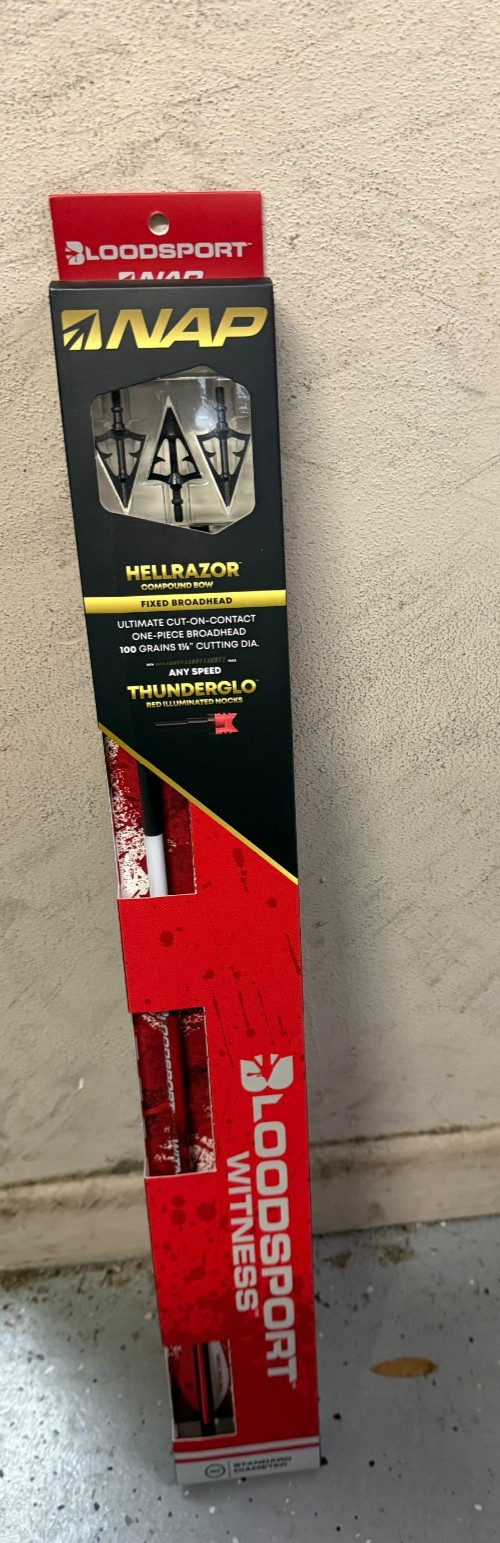 NEW Bloodsport Witness Bolts w/ Hellrazor Broadheads Nocks NAP 3 Pack USA!