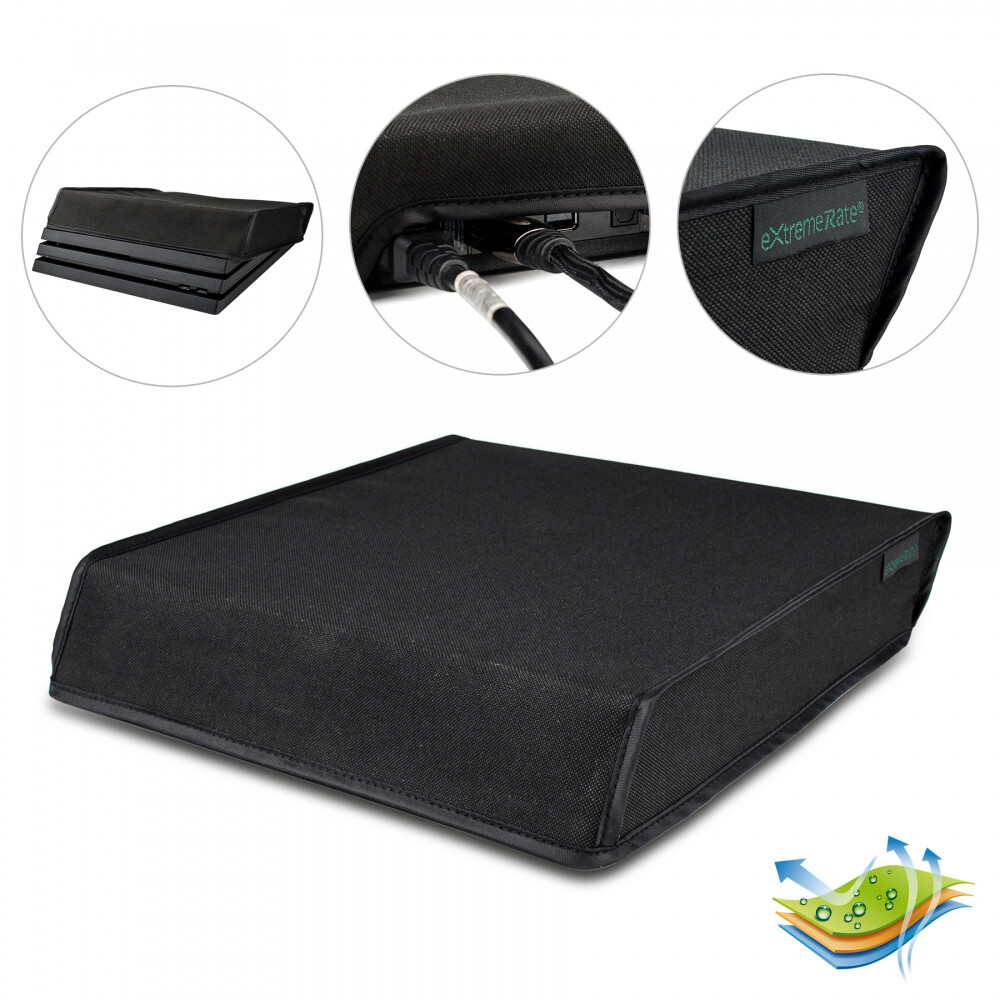 eXtremeRate Dust Cover Waterproof Dustproof Cover Case Black for PS4 Pro Console