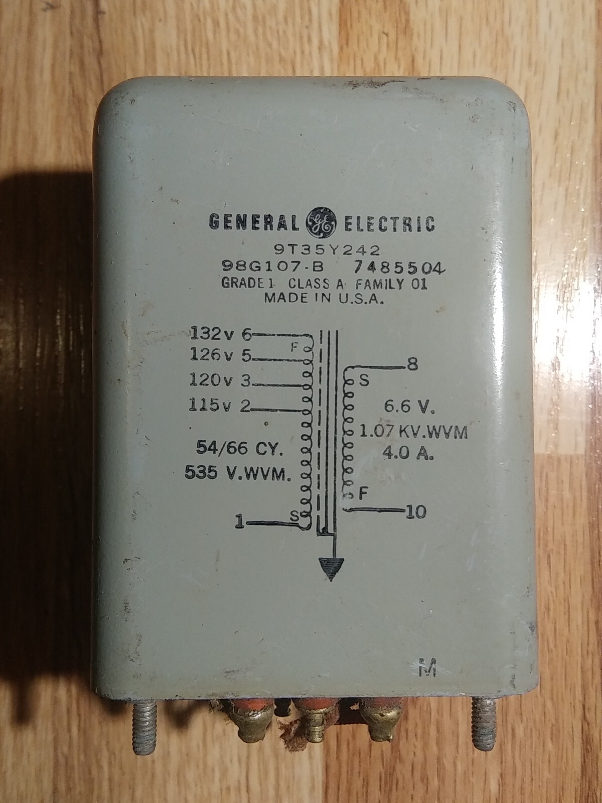 Vintage Used Military GE Transformer 9T35Y242 Grade I 98G107-B