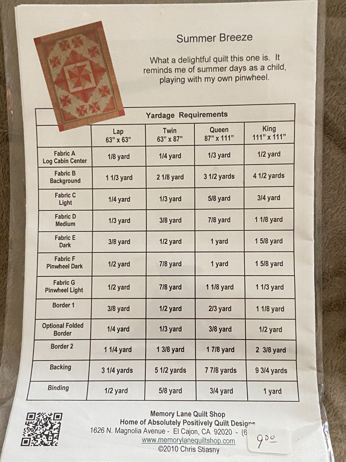 Summer Breeze Quilt Pattern by Absolutely Positively Designs