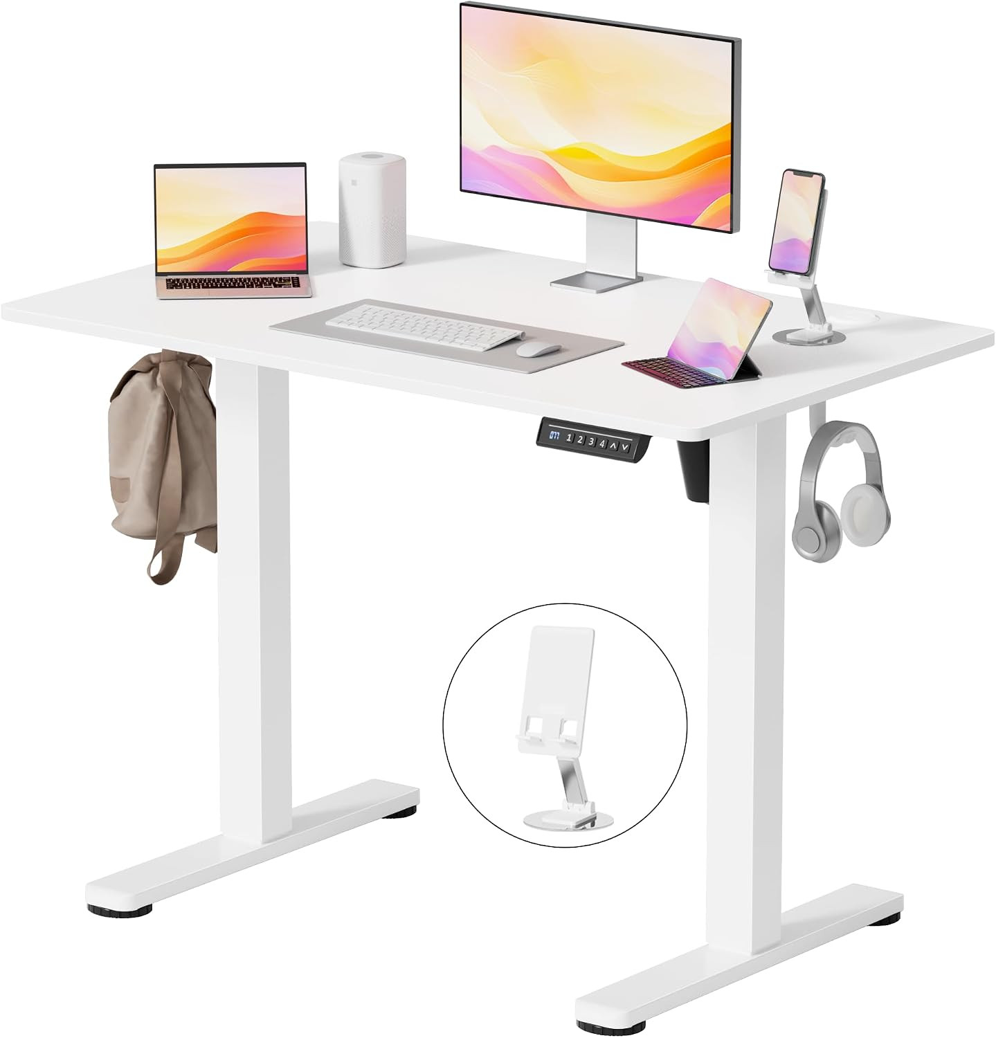 Height Adjustable Electric Standing Desk, 39 X 24 Inches Memory Home Office Sit