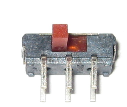 5 X DPDT Miniature Right Angle Slide Switch - 6 Pin PC Board Mount - Red Slide