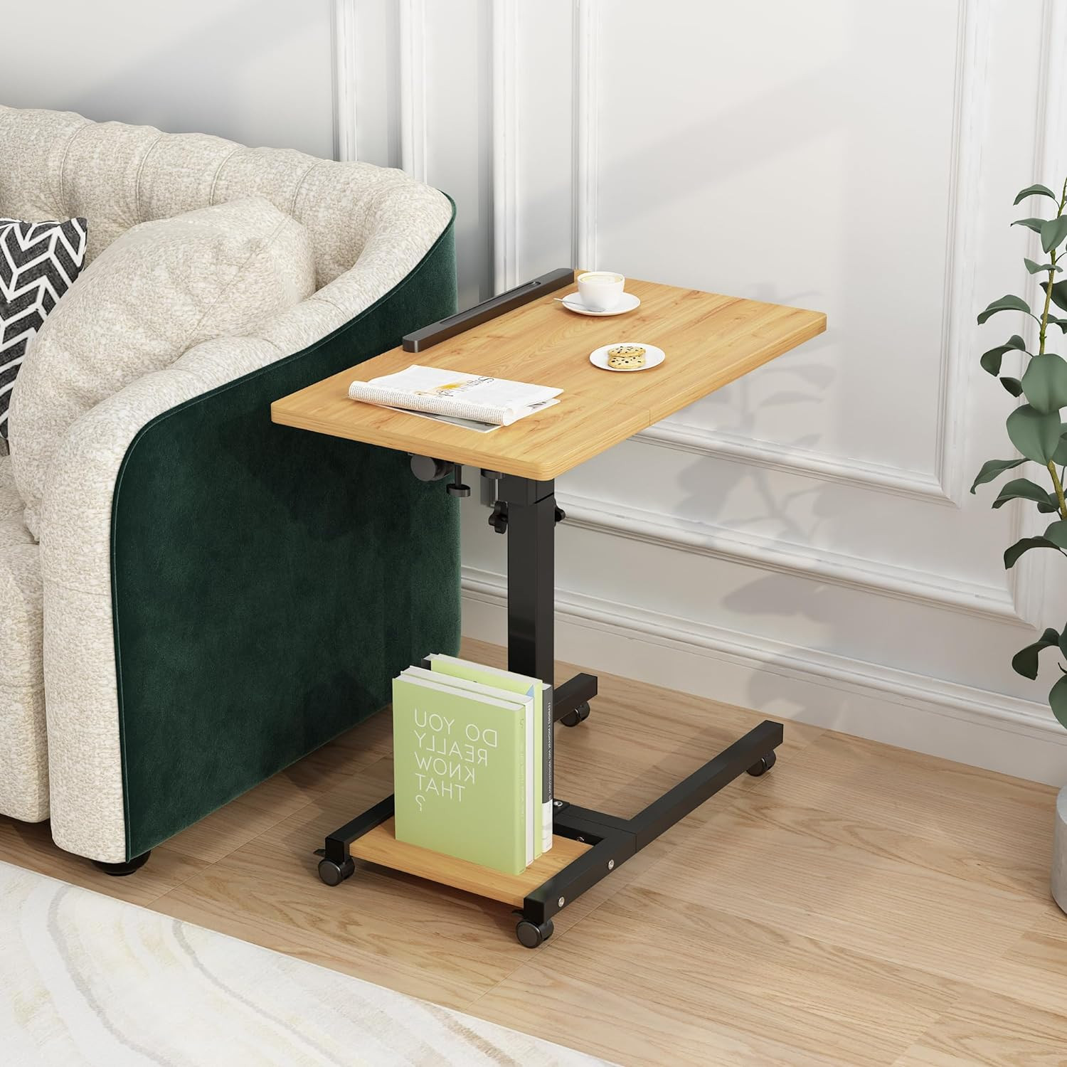 Mobile Height Adjustable Laptop Desk with Mouse Pad, Portable Laptop Desk Rollin