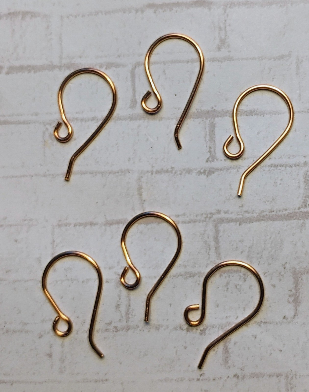 Earring hooks,  ear wires, with loop for jewelry making, Copper, 3 pair