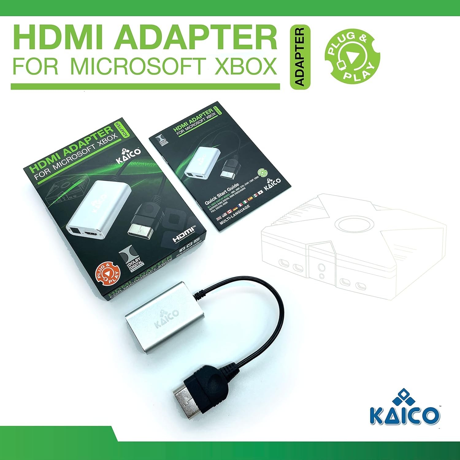 Kaico Original Xbox HDMI Adapter Compatible with Microsoft Original Xbox Console