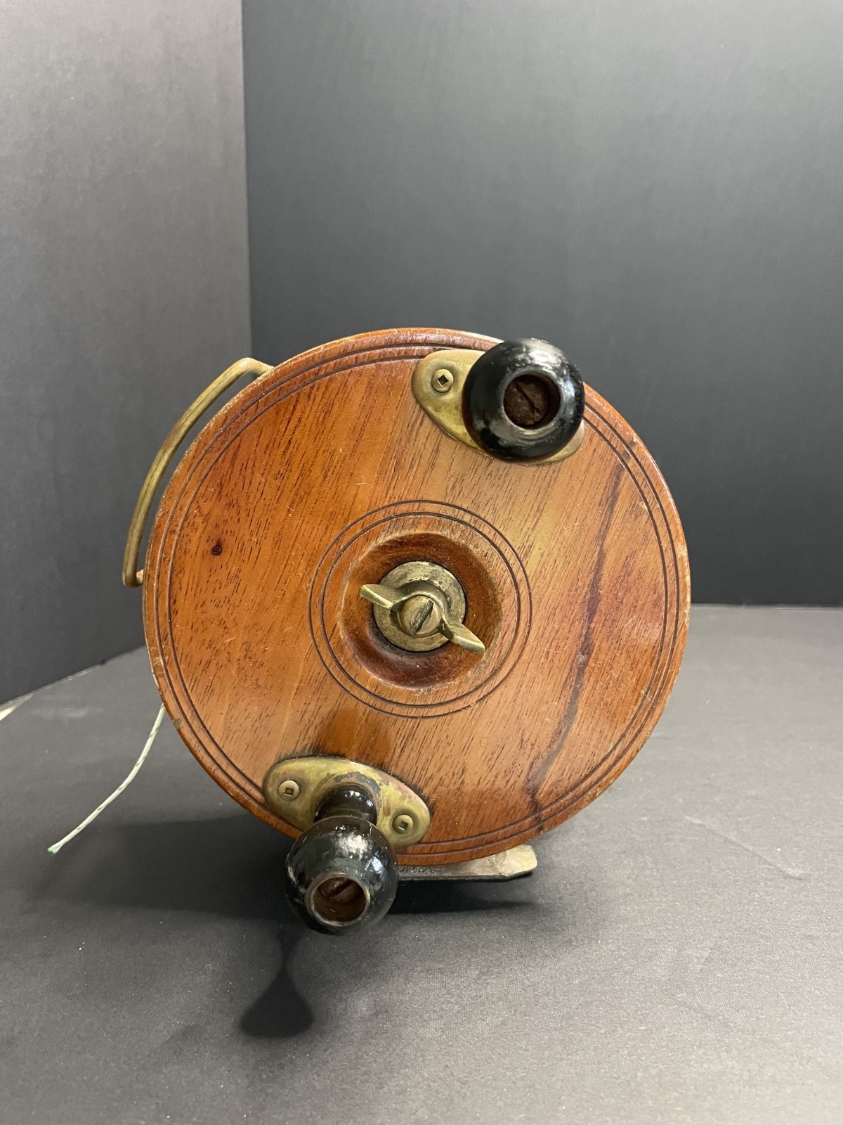 Vintage Peetz 6" wooden salmon fishing reel marked “Peetz, Victoria B.C. Canada.