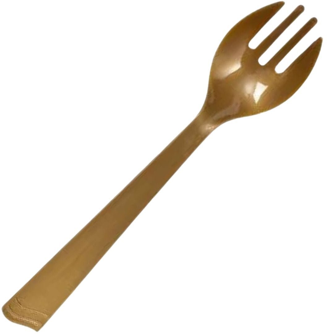 Disposable Gold Plastic 10" Serving Forks - 2 Pack