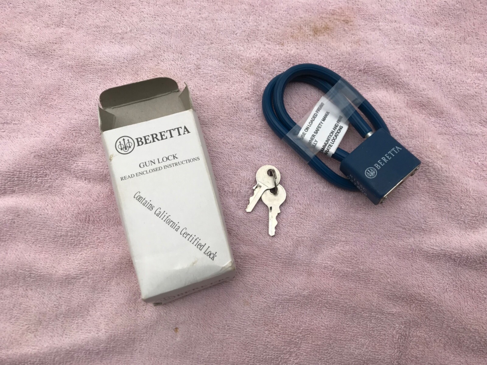 Factory Beretta pistol rifle shotgun breach cable LOCK - California Certified