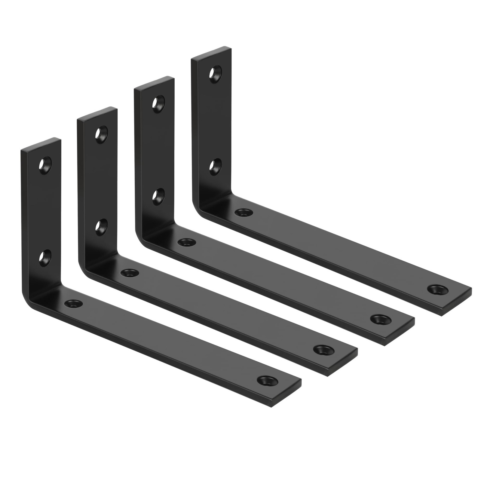 4 PCS Heavy Duty 7 Inch Floating Shelf Brackets 1/5 Inch Thick Metal Black
