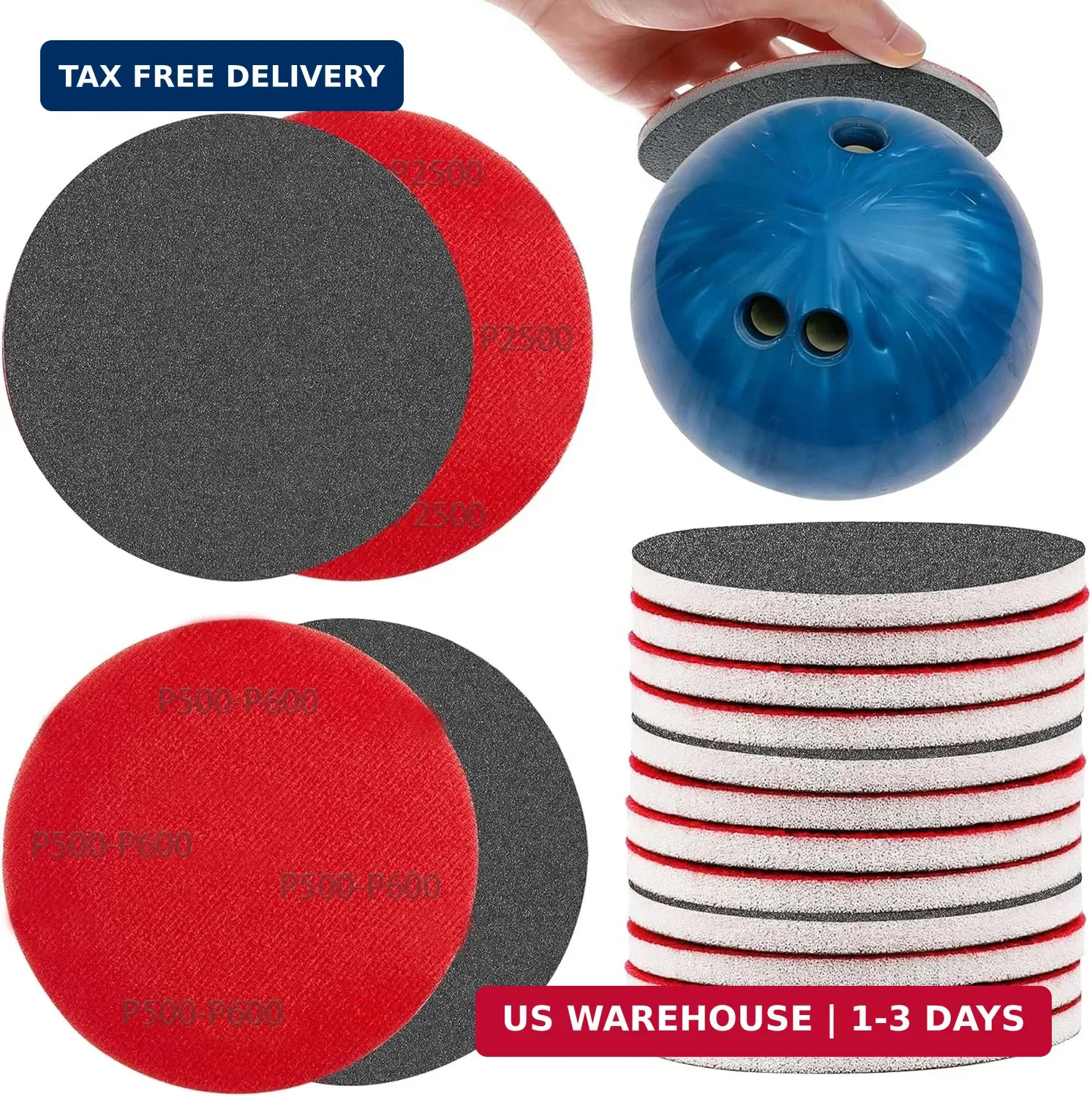 12 PCS Bowling Ball Sanding Pads, Bowling Sanding Pads Polishing Cleaning Kit, B