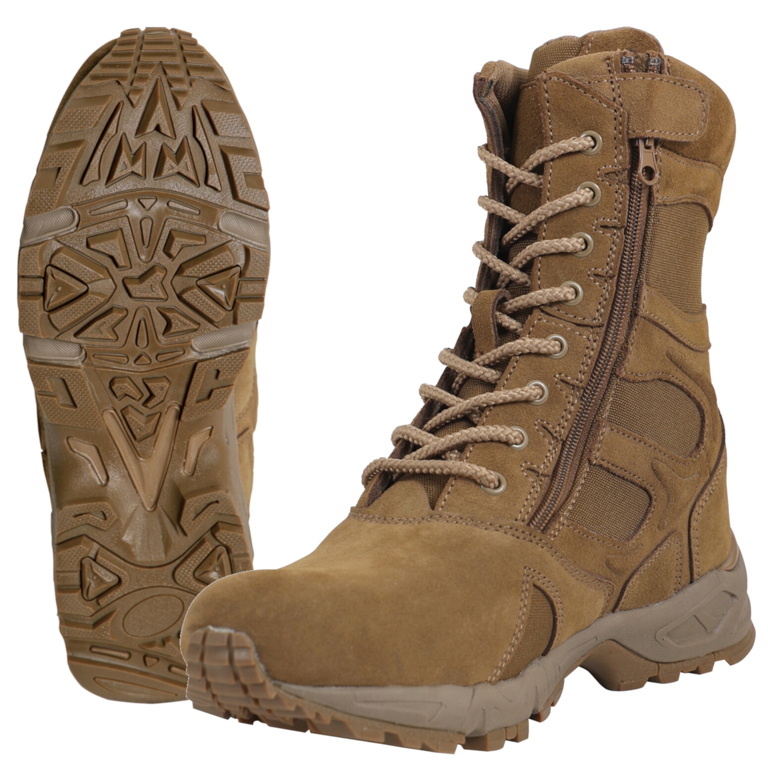 Rothco Forced Entry 8" Deployment Boots w/ Side Zipper - AR 670-1 Coyote Brown