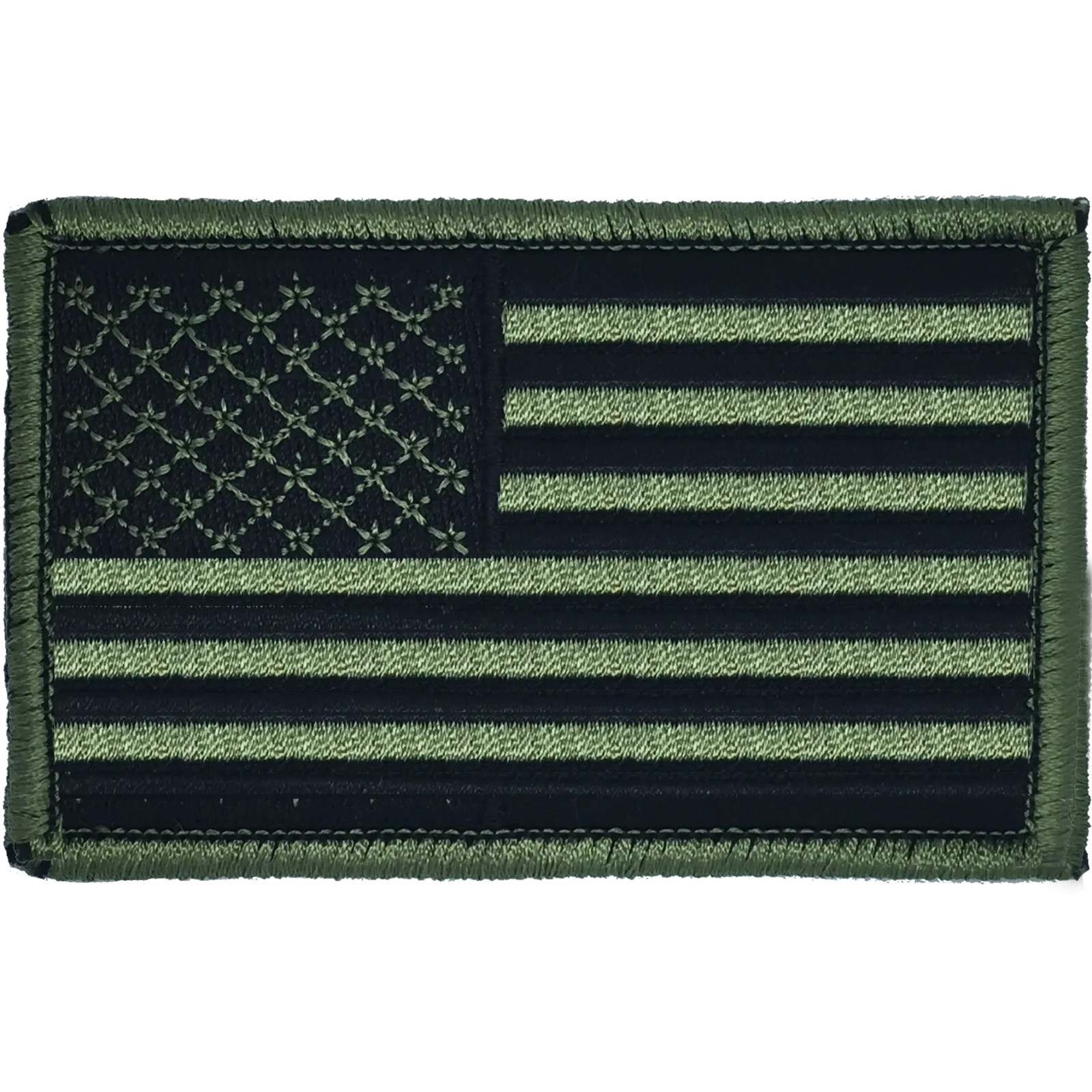 UNITED STATES OF AMERICA FLAG PATCH: Olive Drab & Black, Size 3.5" x 2.25"