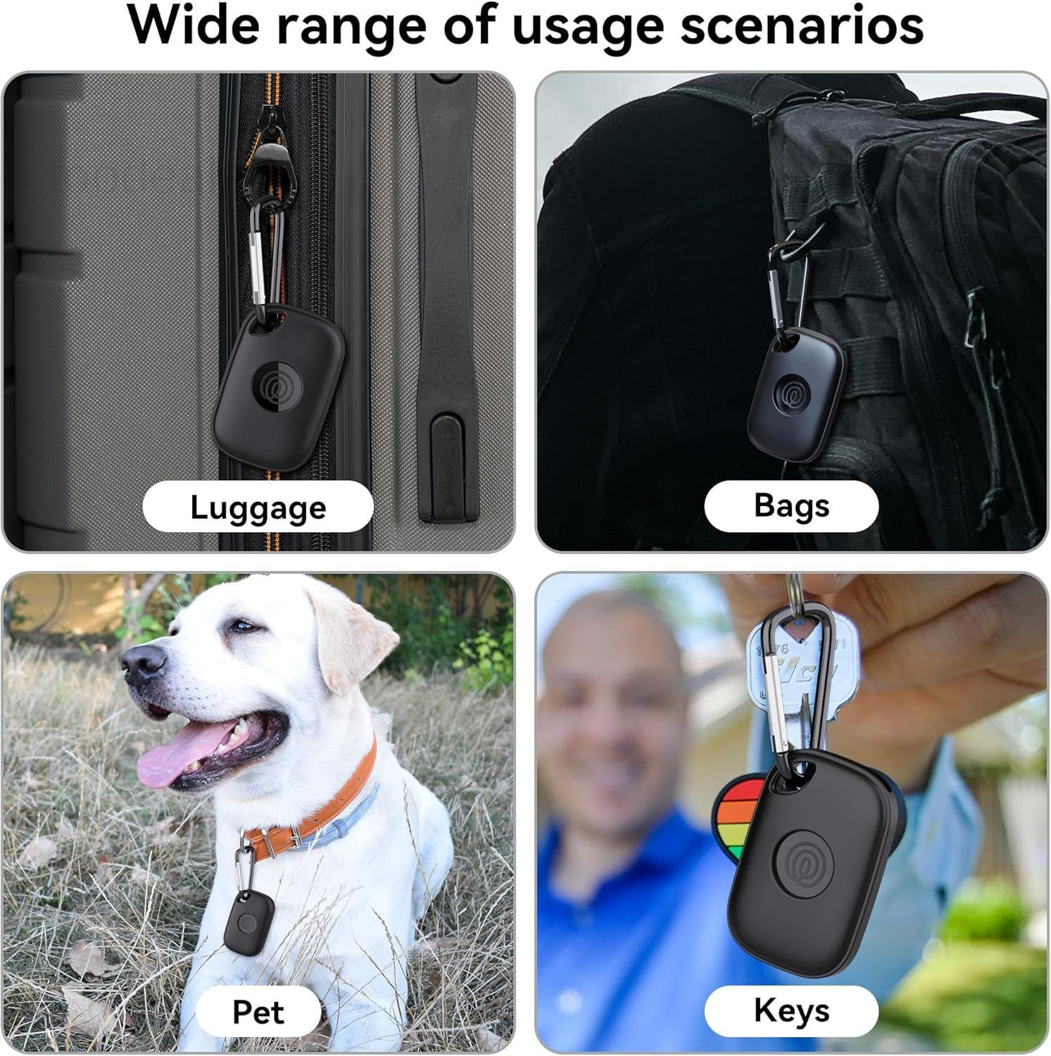 DDJ for Tile Life360 Pro (2024) Bluetooth Tracker Case Keychain 2-Pack, Black