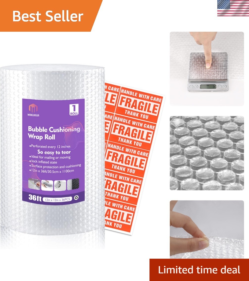 Eco-Friendly 12''x36'' Perforated Nylon Bubble Packing Wrap - Perfect for Moving