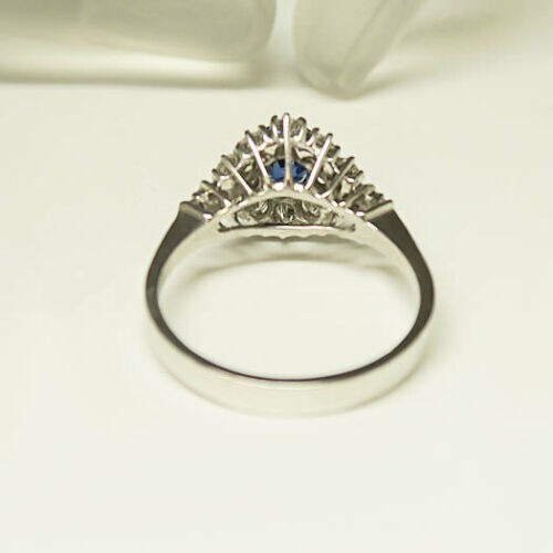 1.40 Ct Natural Sapphire Diamond Engagement Proposal Ring 14K Solid White Gold