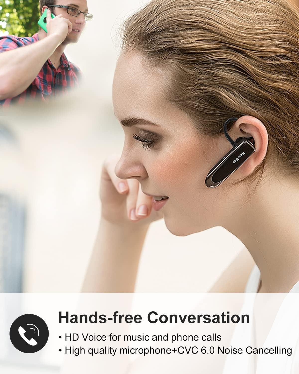New bee Bluetooth Earpiece V5.0 Wireless Handsfree Headset with Microphone 24 Hr