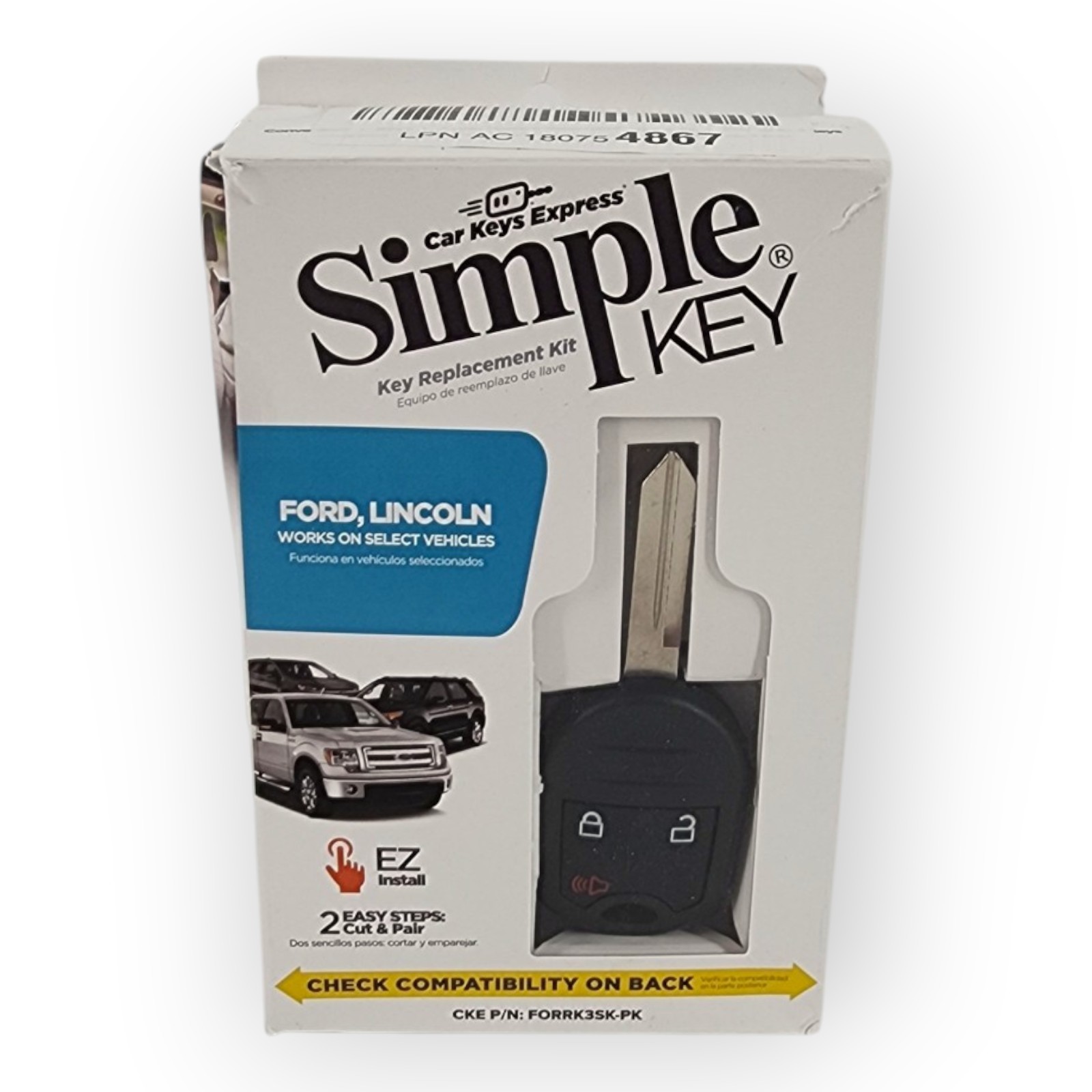 Simple Key Key Fob & Key Programmer 3 Button Keypads Key Replacement Remote Kit