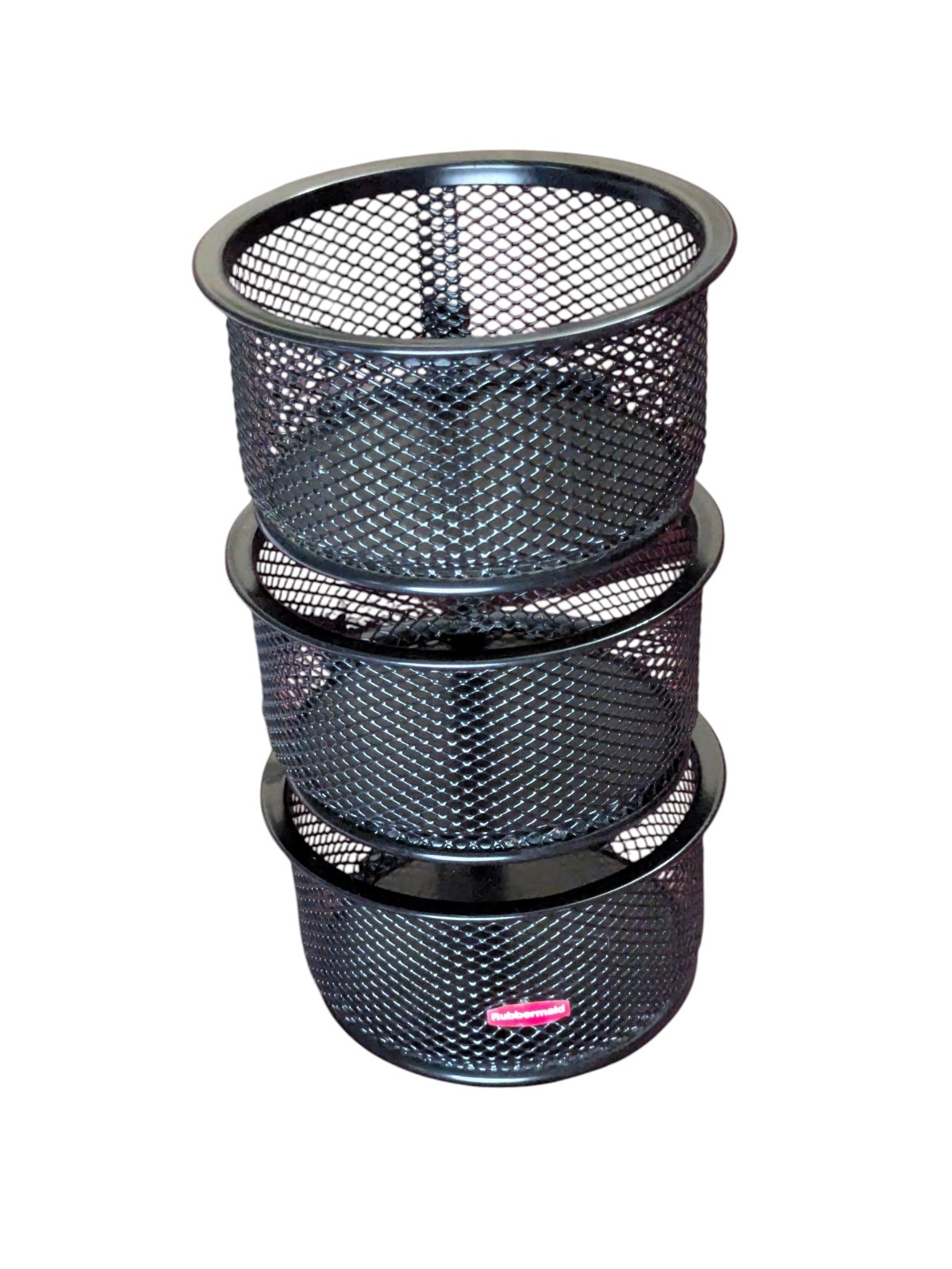 Rubbermaid Swivel Desk Organizer 3-Tier Mesh Black Metal Office Craft Vanity