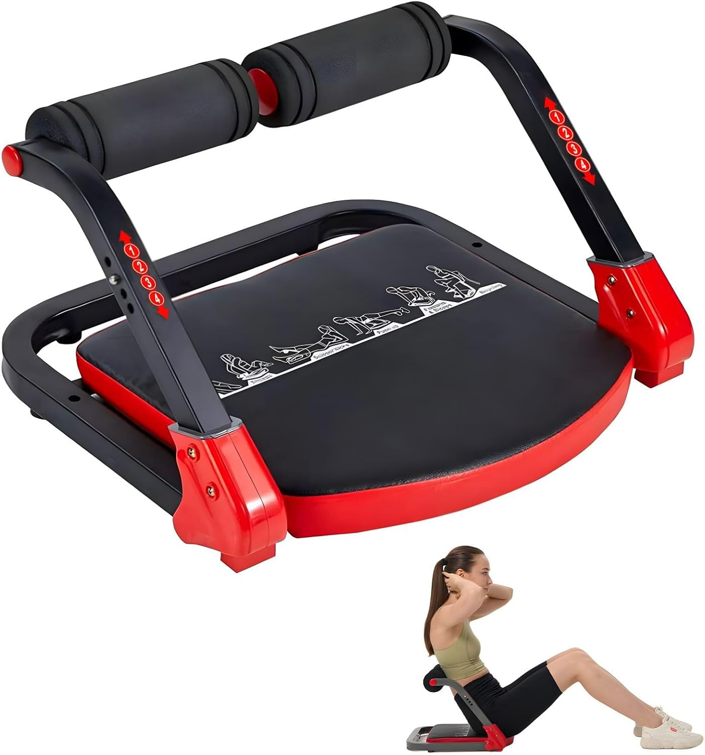 Ab Machine, Sit up Exercise Equipment, Ab Workout Equipment with 3 Adjustable Re