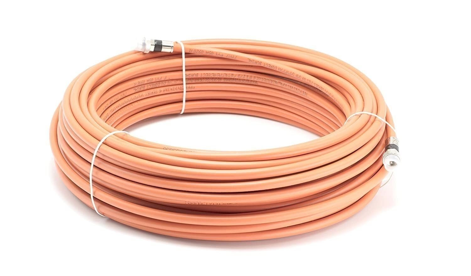 Orange, Direct Burial RG6 Coax, Underground Coaxial Cable, 100 Feet (30 Meter)