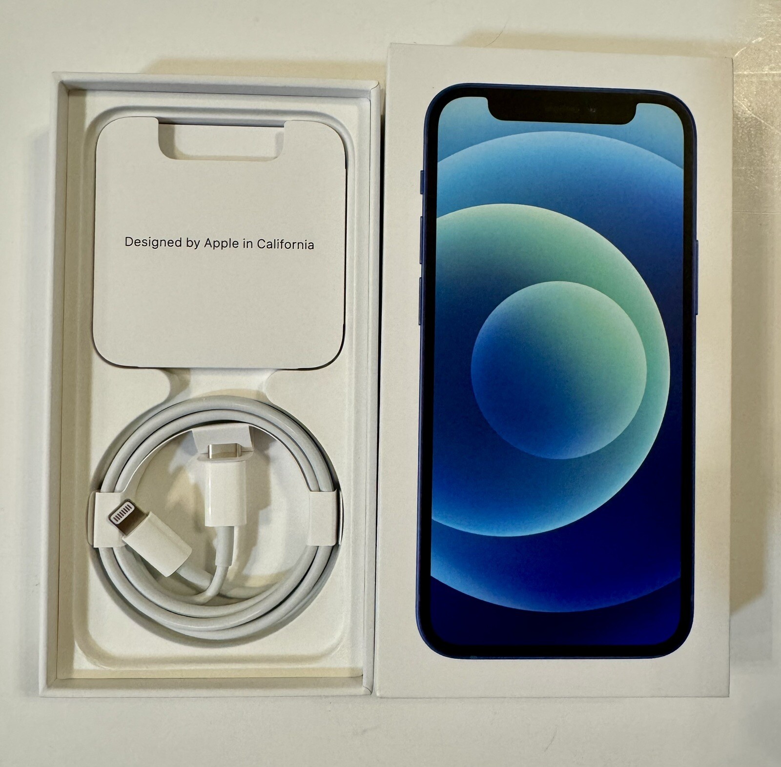 Apple iPhone 12 Mini 64 GB A2176 Blue Empty Box Only With Cable *No Phone*