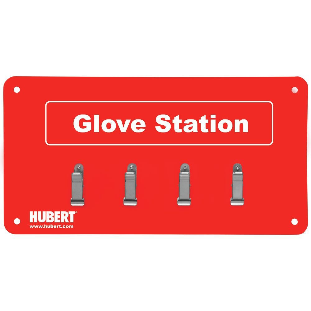 HUBERT® Glove Station Organizer 4 Clip Red Plastic - 14" W x 6" H