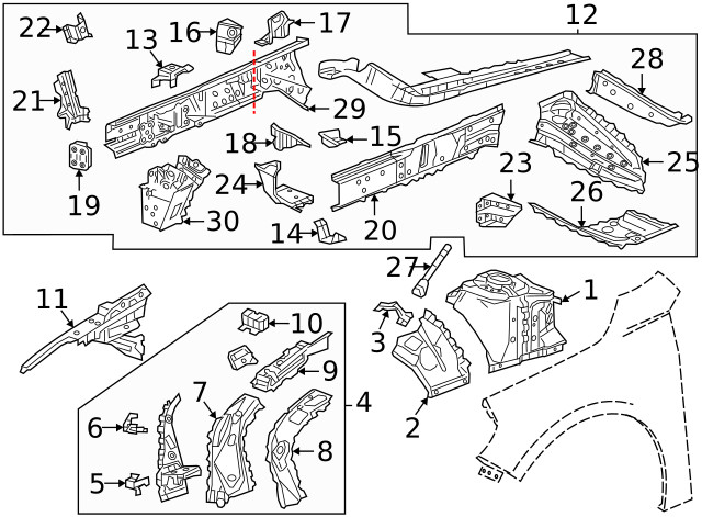 Genuine GM Passenger Side Engine Compartment Side Rail Bracket 23255648