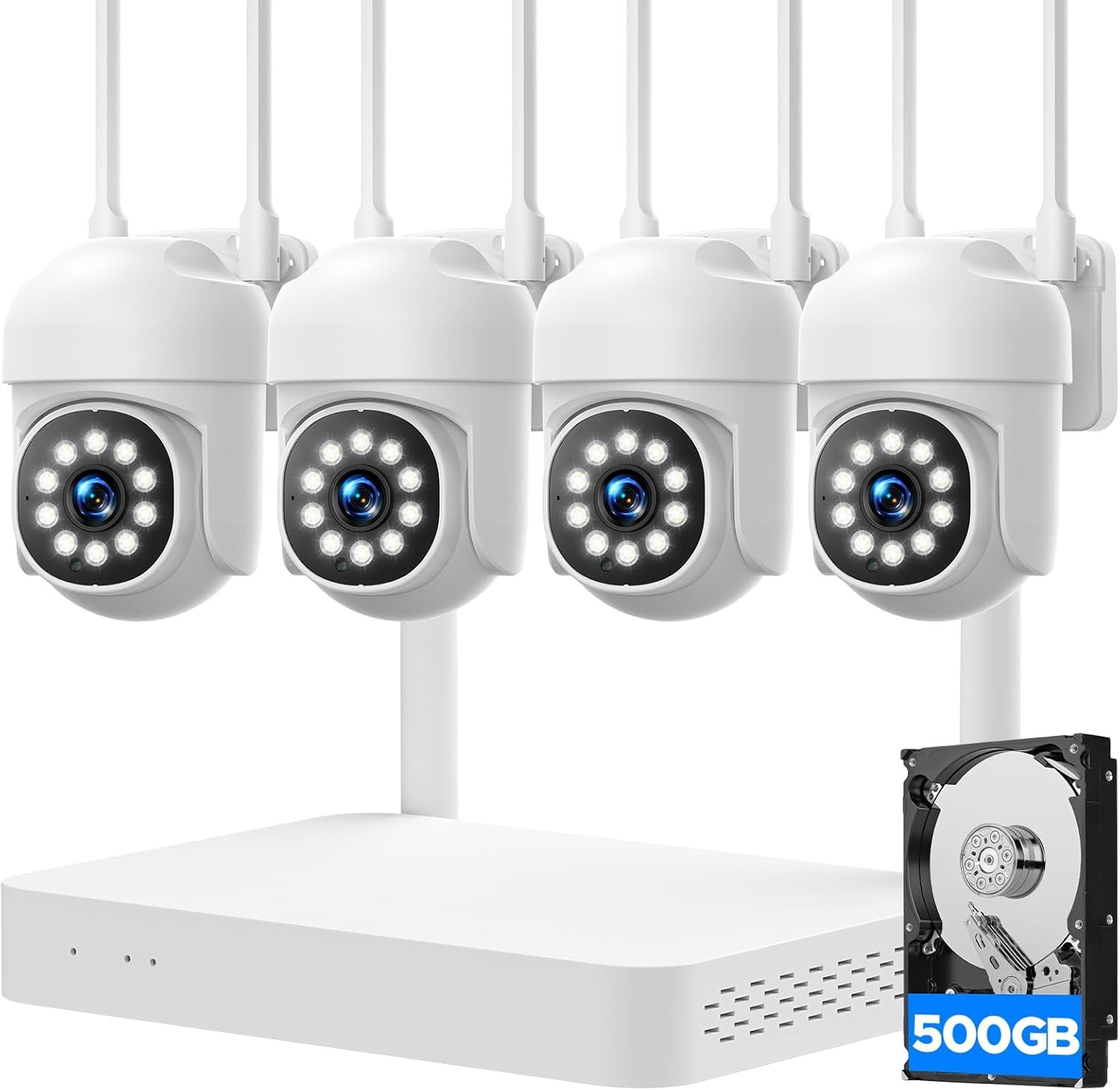 10CH 2MP Outdoor Wireless Security Camera System H.265+ CCTV Wifi NVR Kit 500GB