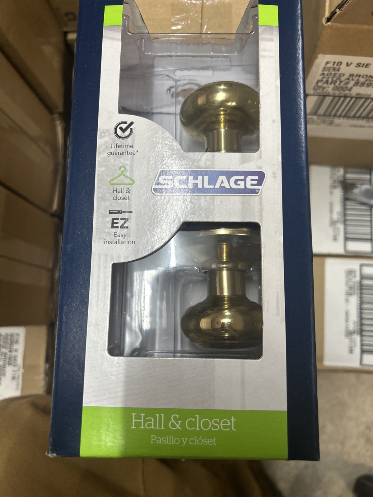 Schlage F10VGEO605 Georgian Door Knob Hall & Closet Passage *Bright Brass*