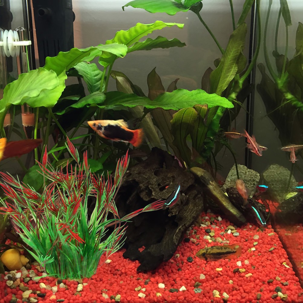 2 Pcs Tank Landscape Grass Artificial Plants for Aquarium Aquatic Fake