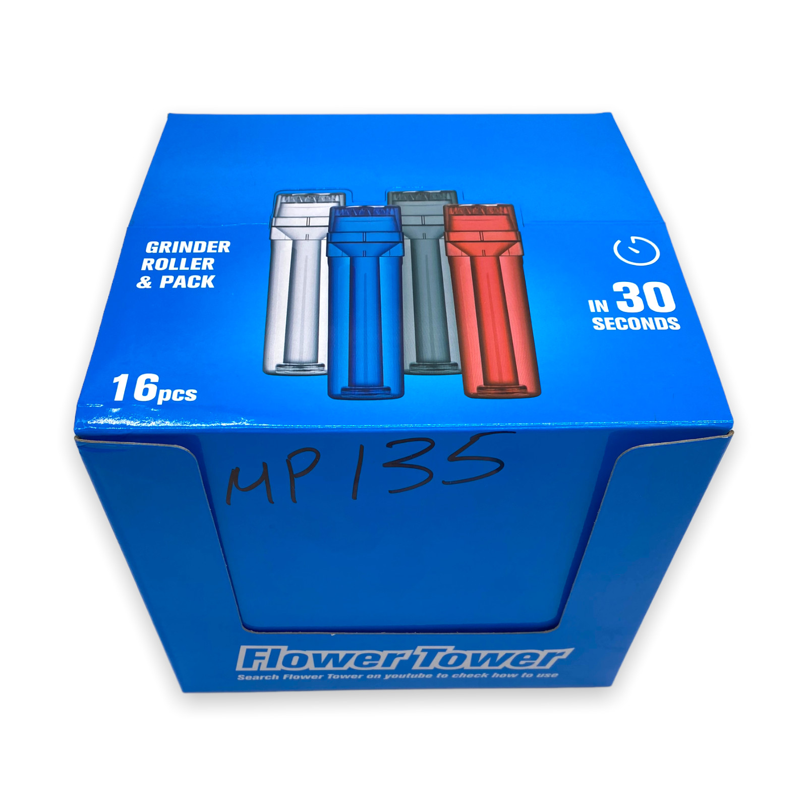 FLOWER TOWER GRINDER ROLLER PACK , PRE ROLL CONE FILLING & STORAGE MACHINE 16pcs
