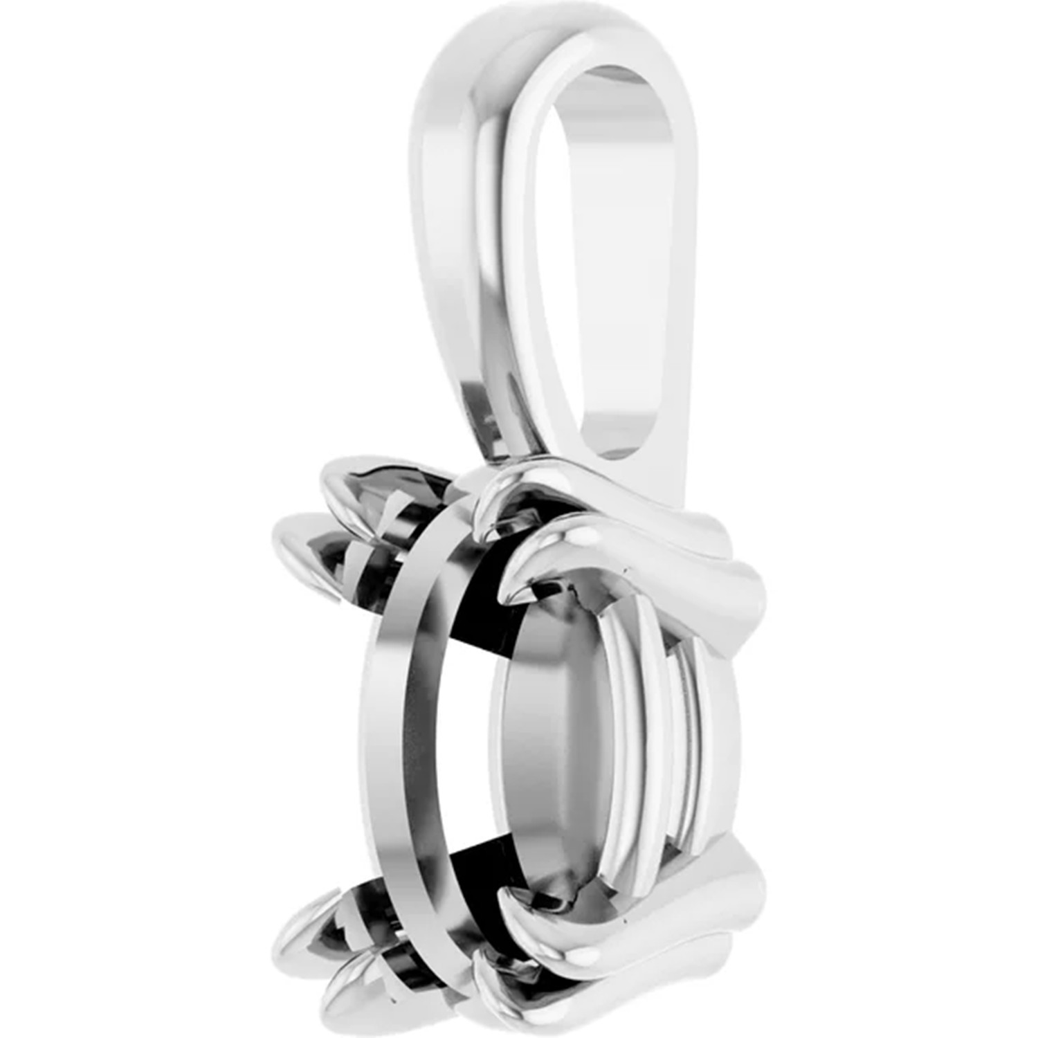 Oval Cut Pendant Mounting 14K White Gold Double Claw Basket Designed Setting USA