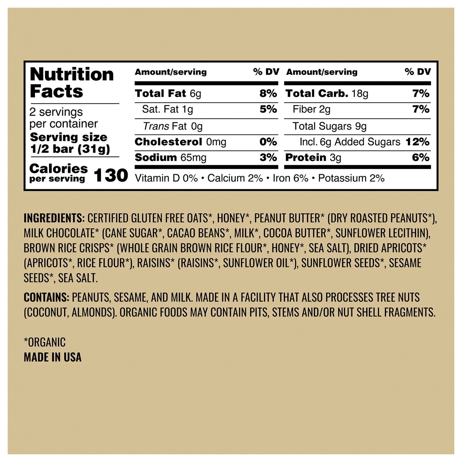 Kate's Real Food Bars: Peanut Butter Milk Chocolate Energy Snack Pack of 12