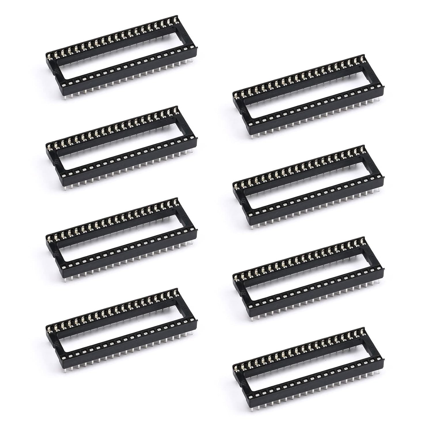 8Pcs IC Socket 40P DIP IC Chip Socket Adaptor 2.54mm Pitch Dual Row 40 Flat Pin