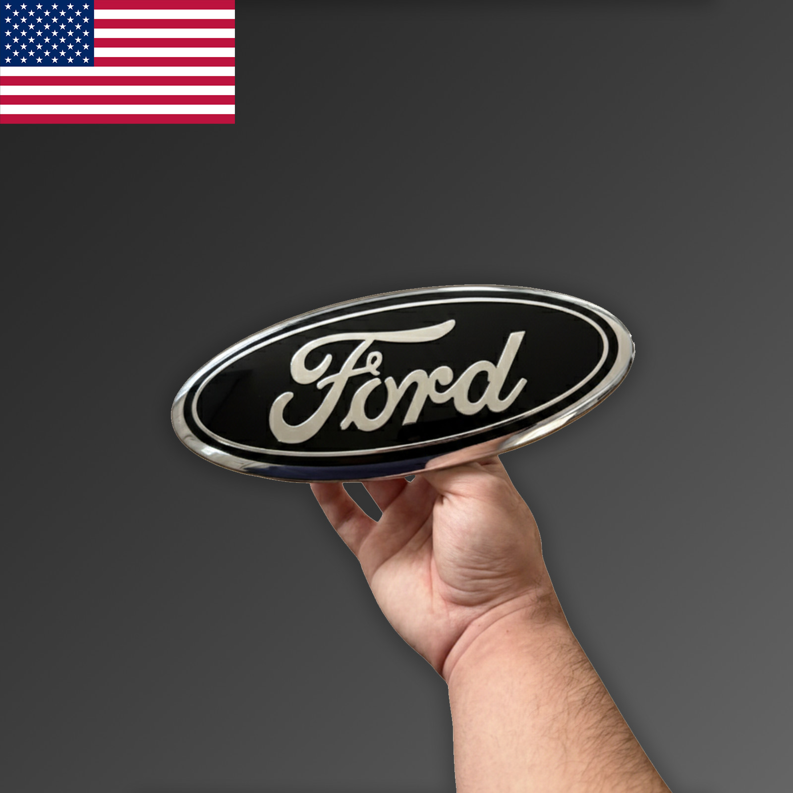 2004-2016 For Ford 9" INCH OVAL LOGO Emblem Grille Tailgate F150 F250 F350 BLACK