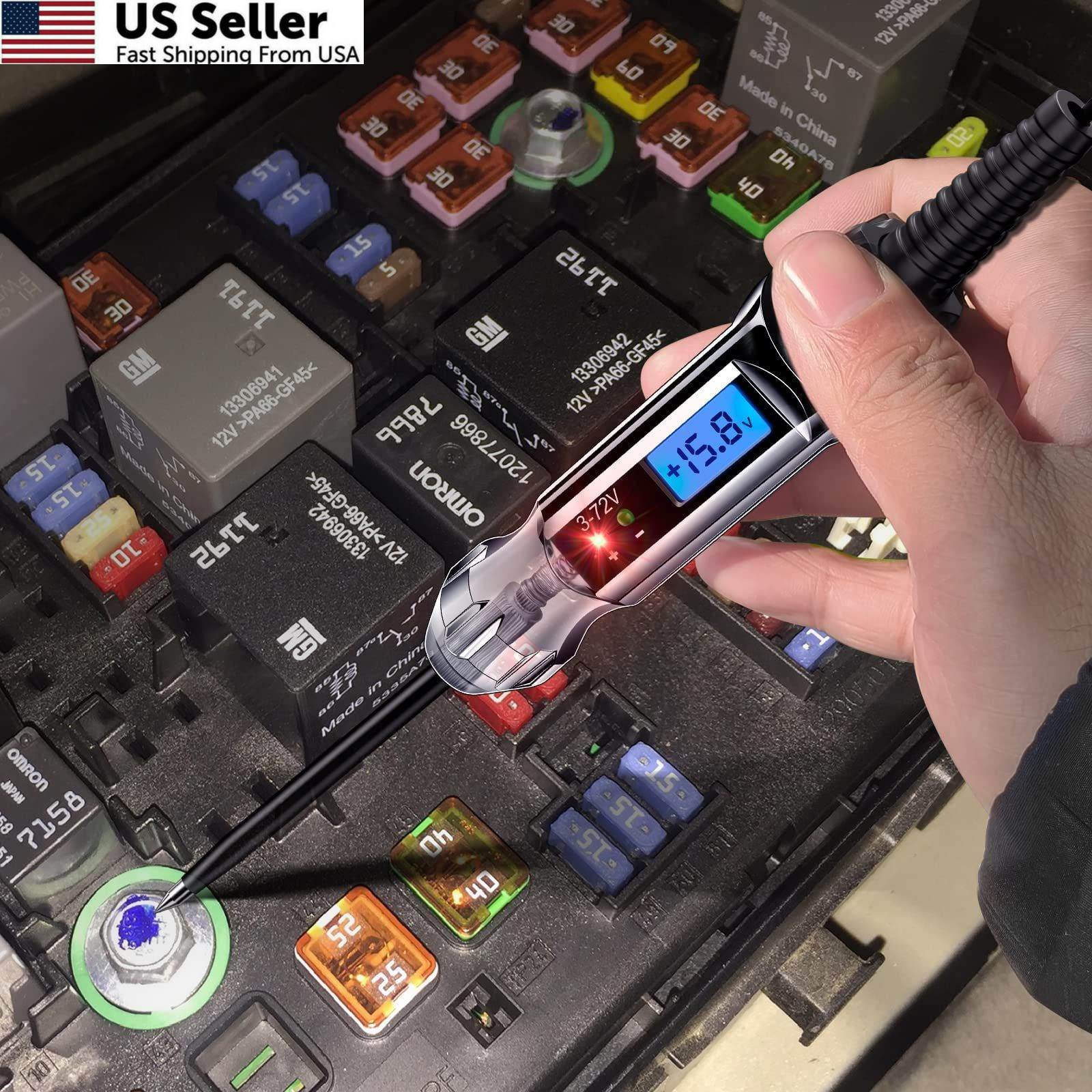 Heavy Duty 3-72V Backlit Digital LCD Circuit Blue Backlight,