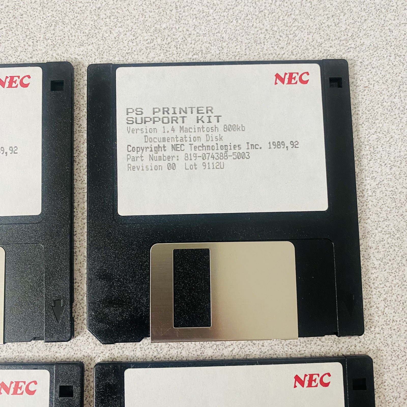 NEC PS Printer Support Kit Macintosh 3.5” Floppy Disk Set Version 1.4 Vtg 90s