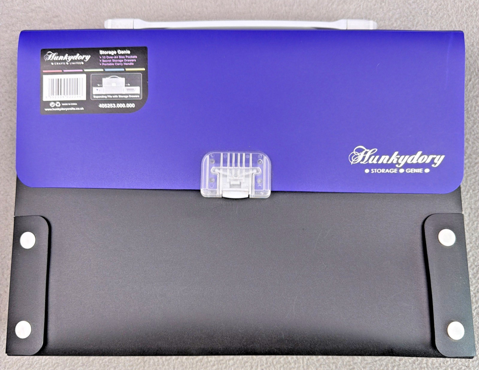 Hunkydory STORAGE GENIE A4 FILE CRAFT ART FOLDER PORTABLE CARRY HANDLE Purple